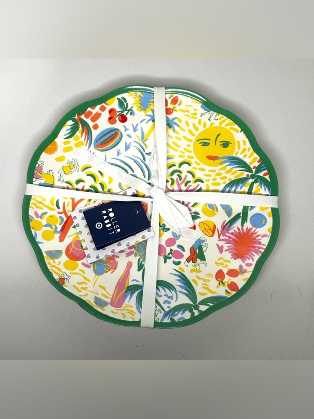 Roller Rabbit x Target 4pc Set 11in Yellow Green Vacation Dinner Plates- NWT